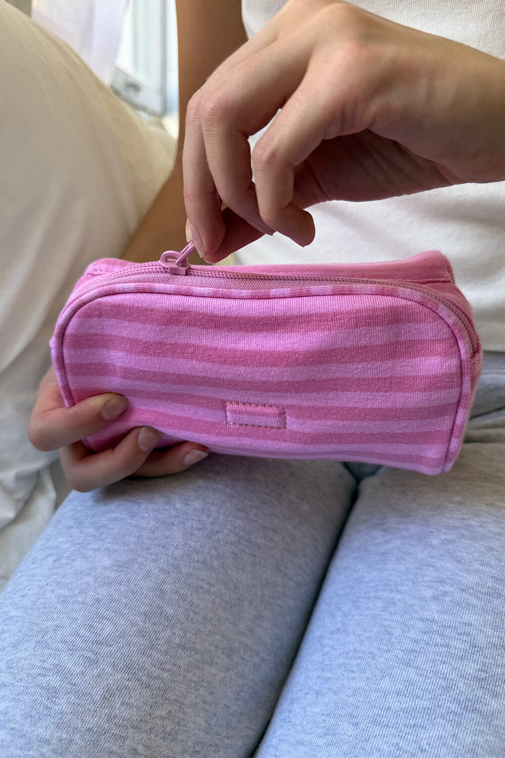 Stripes Makeup Bag | Bubblegum Pink Stripes