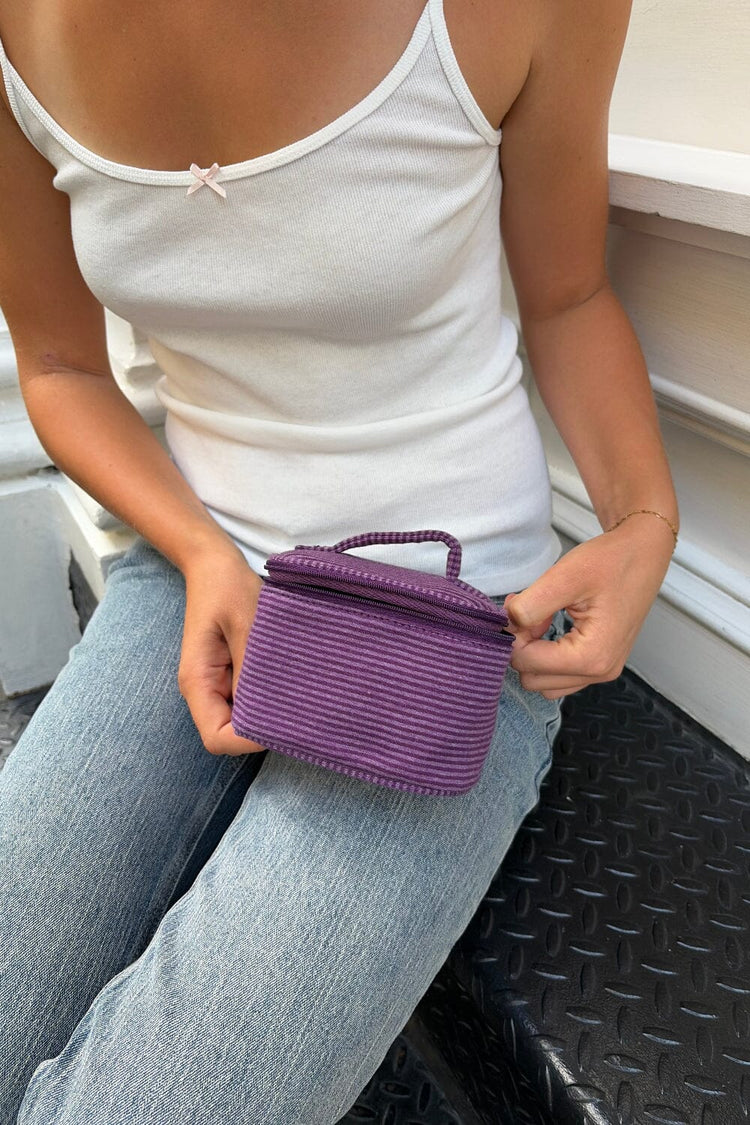 Stripes Makeup Bag | Purple And White Stripes