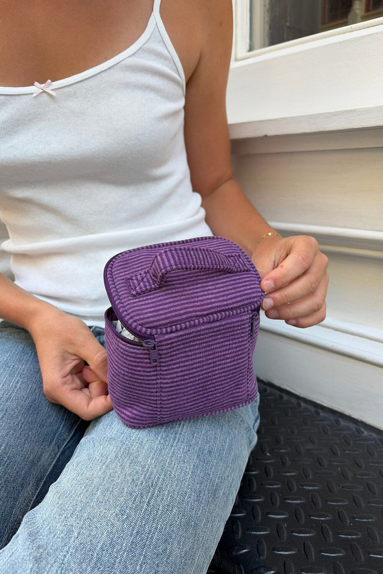 Stripes Makeup Bag | Purple And White Stripes
