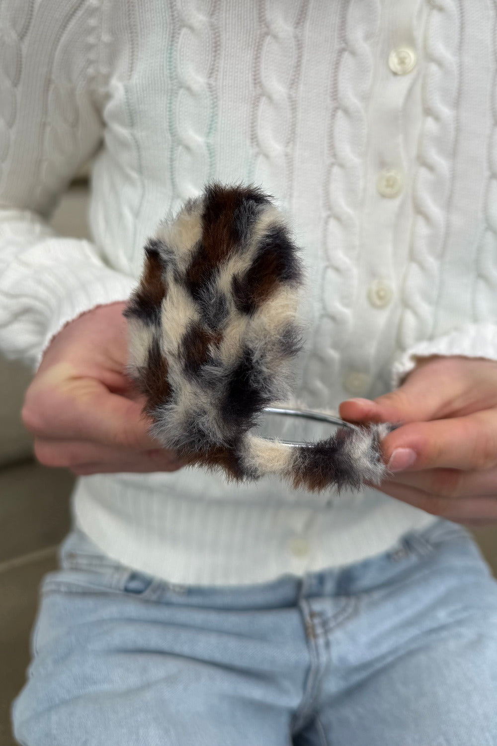 Faux Fur Mirror | Brown Leopard Fur