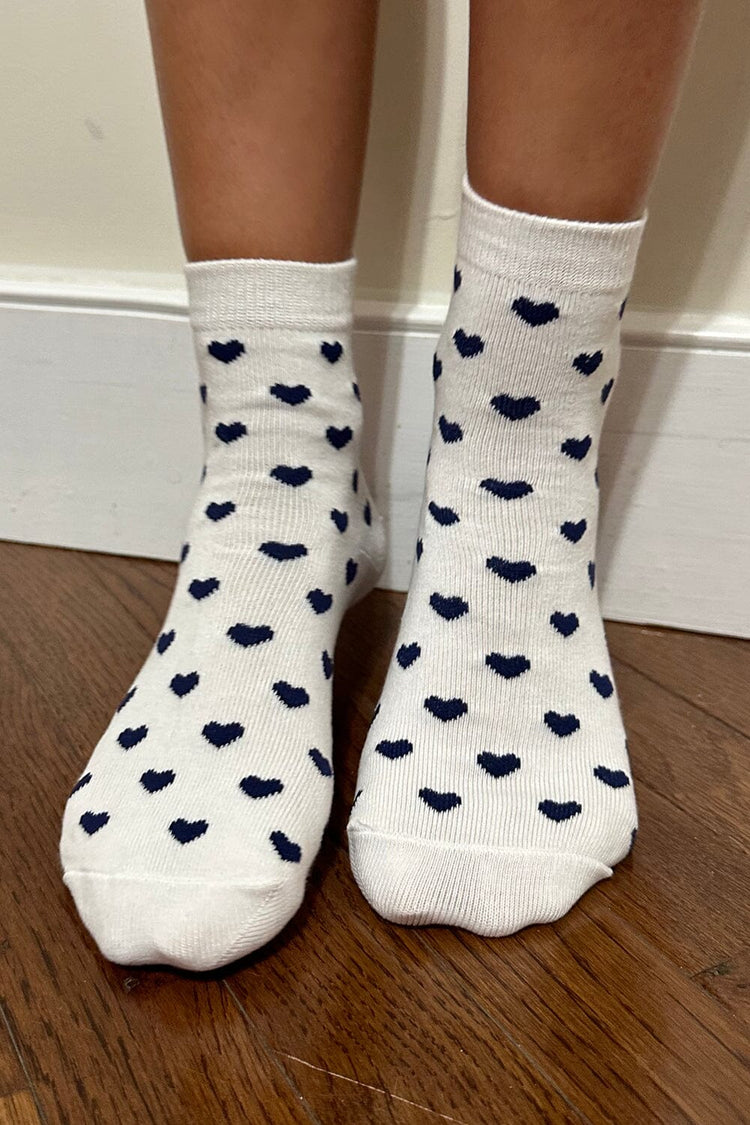 Navy Heart Long Socks | Navy Hearts