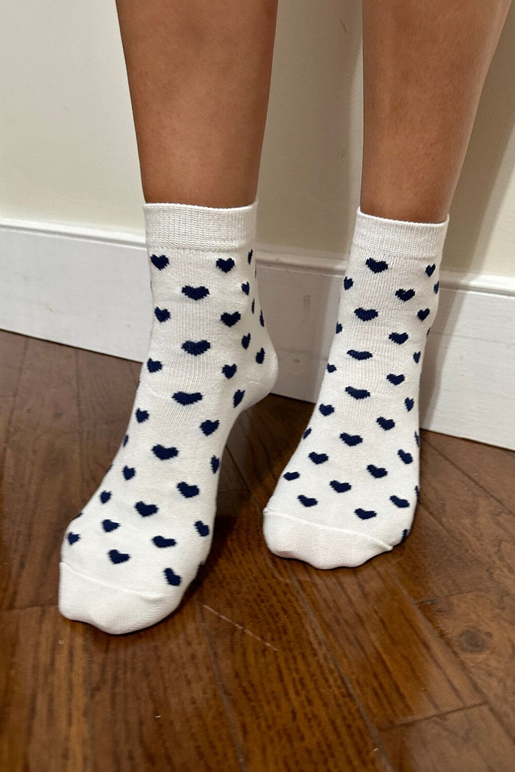 Navy Heart Long Socks | Navy Hearts