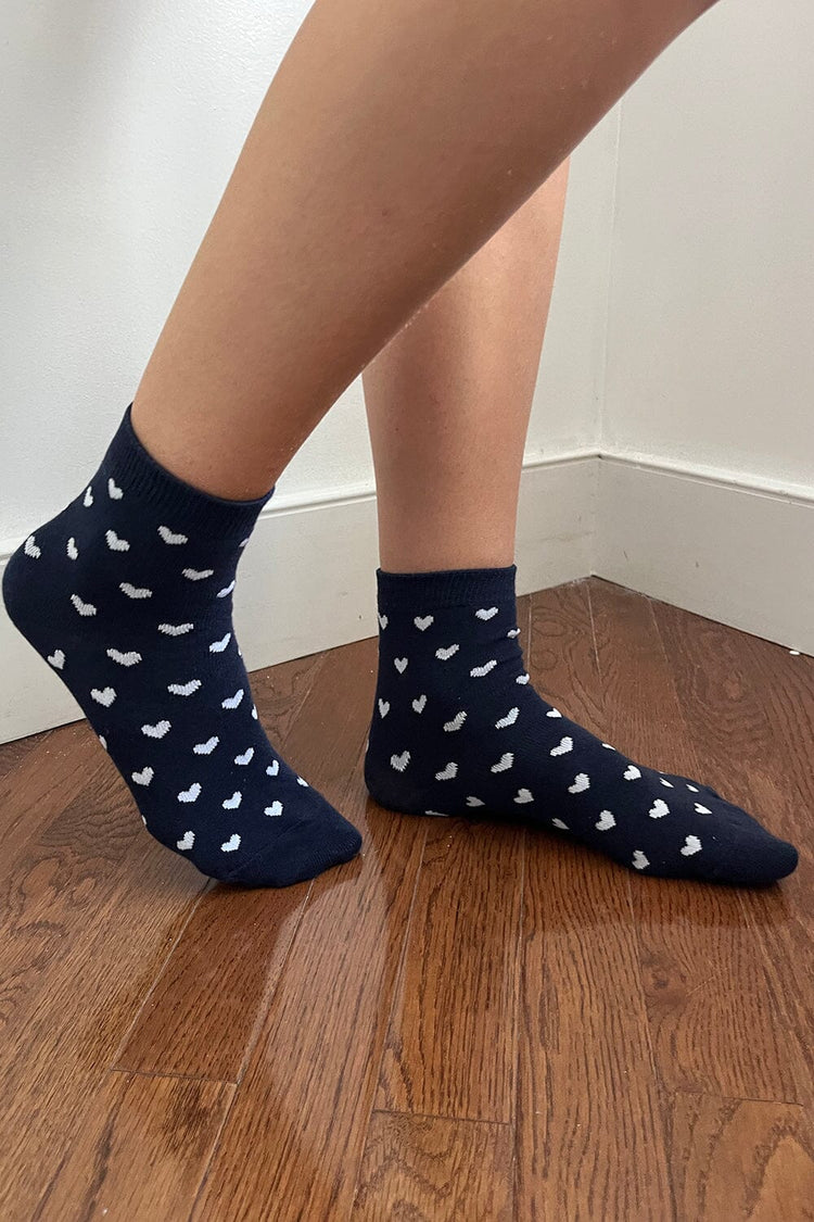 Navy White Heart Socks | Navy White Hearts