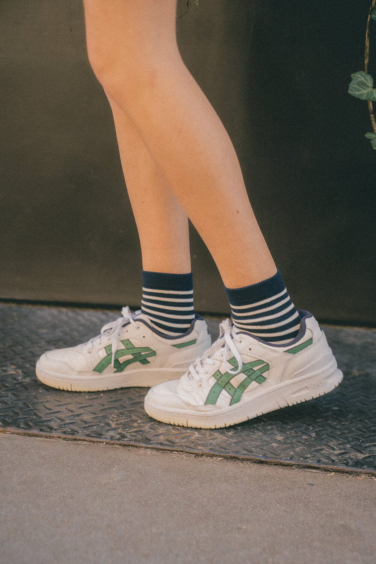 Striped Socks | Navy Blue White Stripes