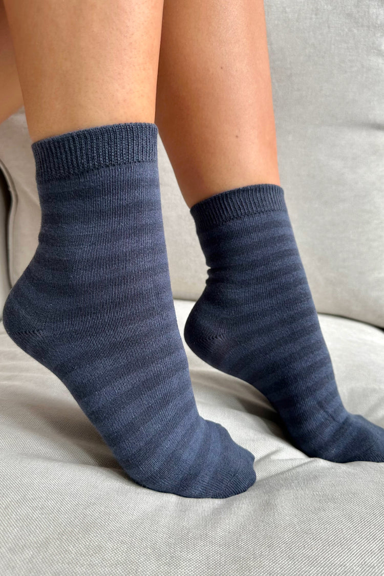 Striped Socks | Mindnight Blue And Faded Blue Stripes