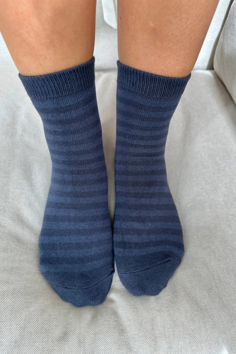 Striped Socks | Mindnight Blue And Faded Blue Stripes