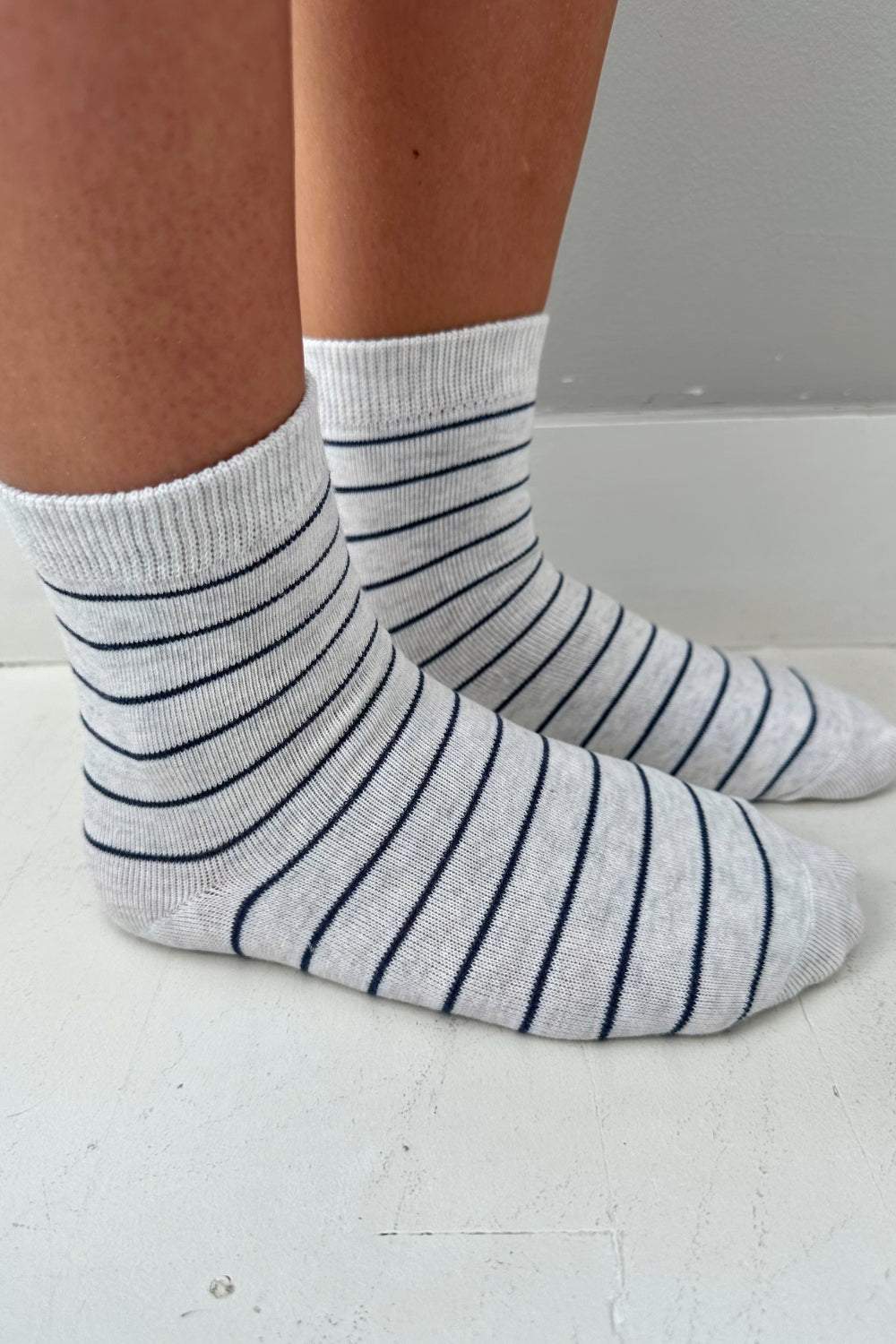 Grey With Thin Navy Stripes