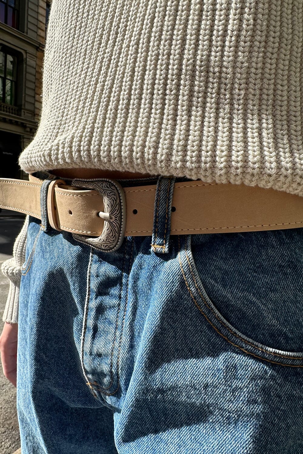 Leather Western Belt | Light Sand