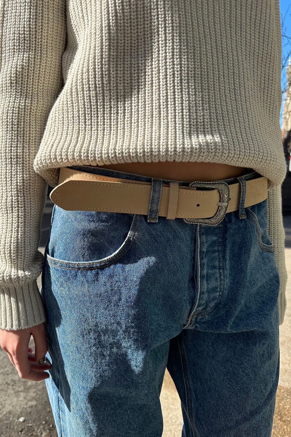 Leather Western Belt | Light Sand