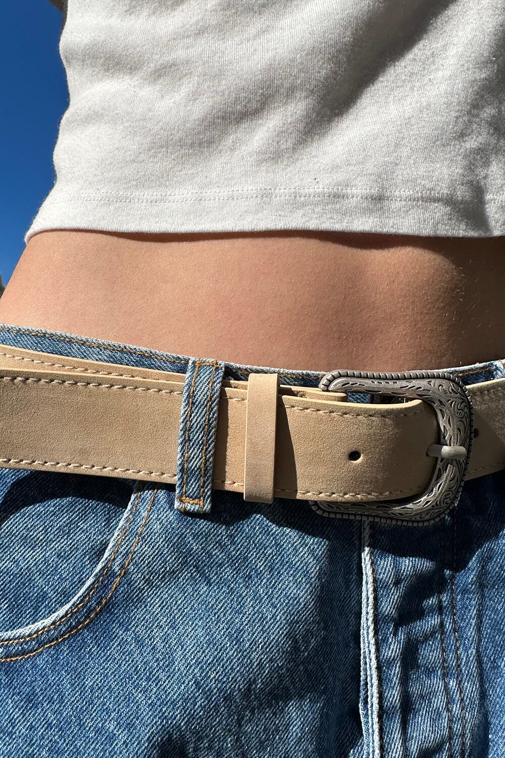 Leather Western Belt | Light Sand