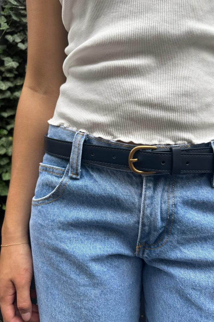 Faux Leather Buckle Belt | Blue Navy