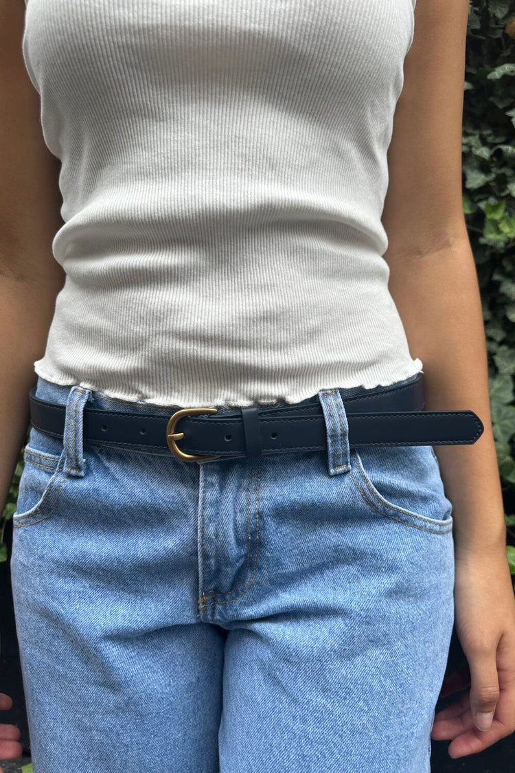 Faux Leather Buckle Belt | Blue Navy