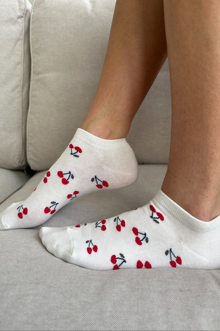 Cherry Socks | White