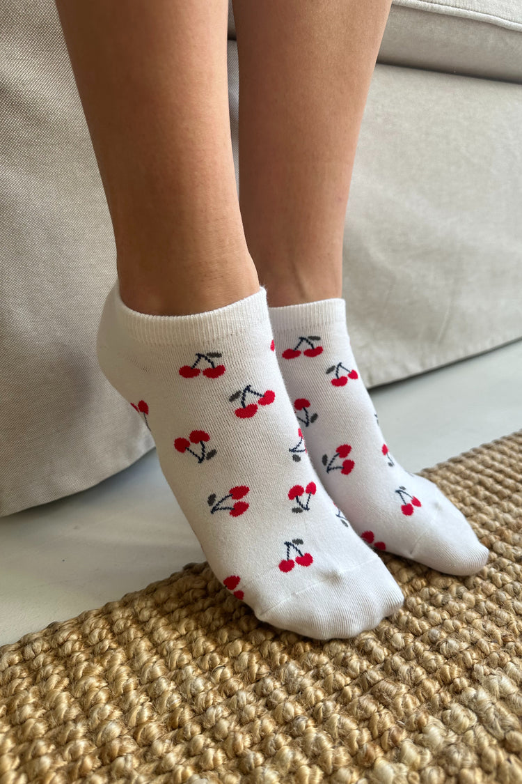 Cherry Socks | White