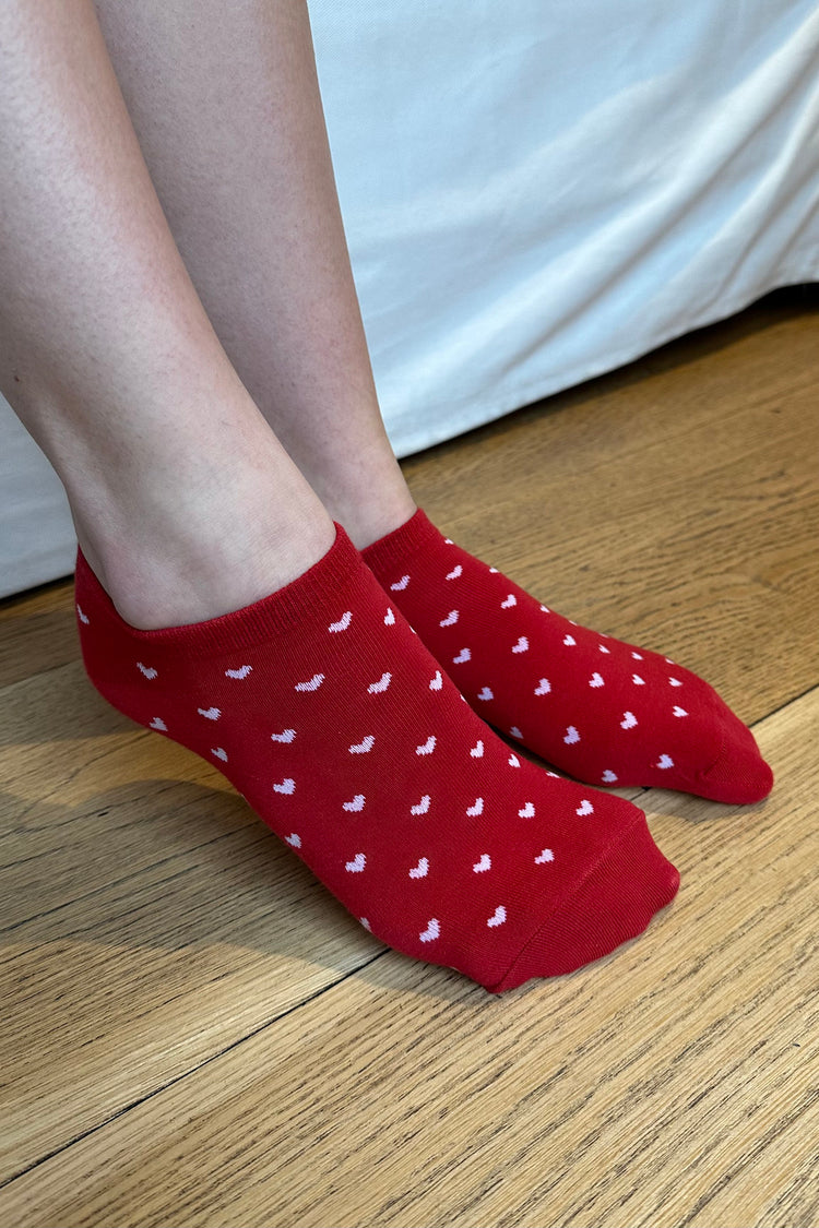 Hearts Socks | Red With White Hearts