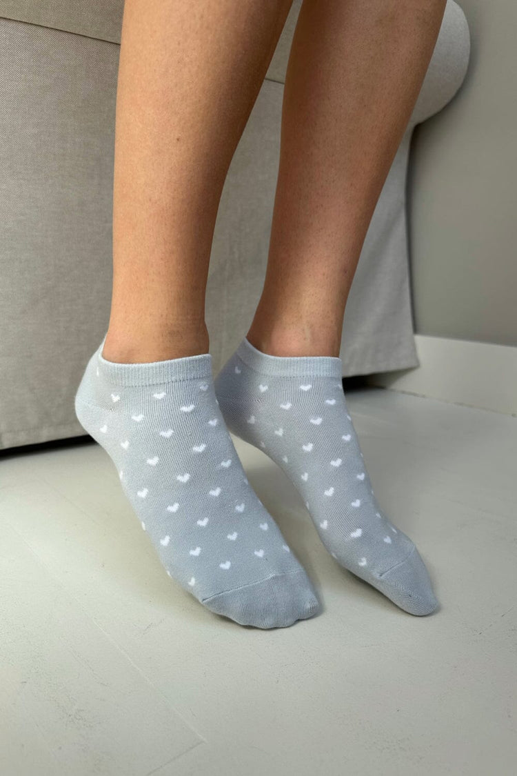 Hearts Socks | Pale Blue White Hearts