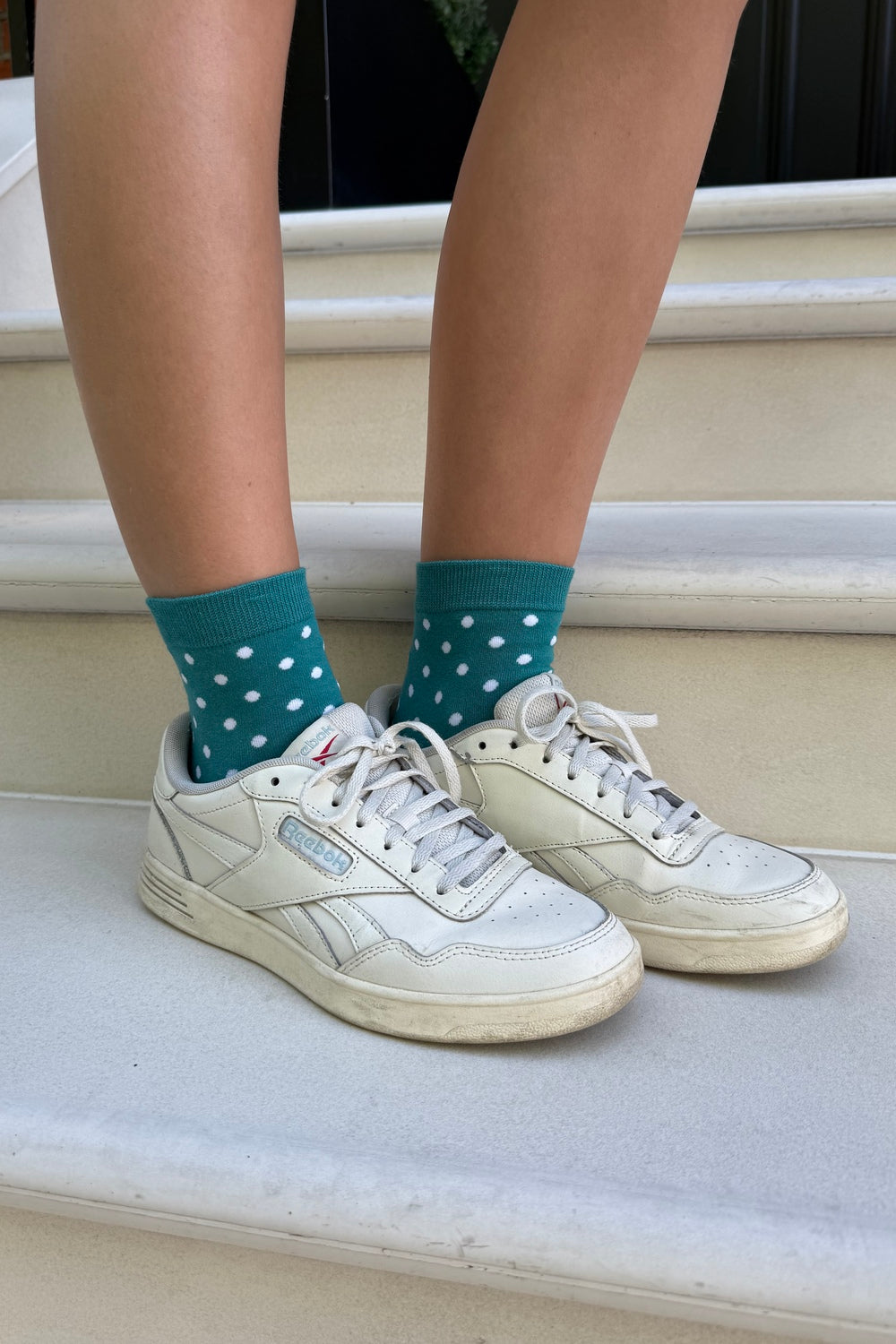 Polka Dots Socks | Teal White Polka Dots