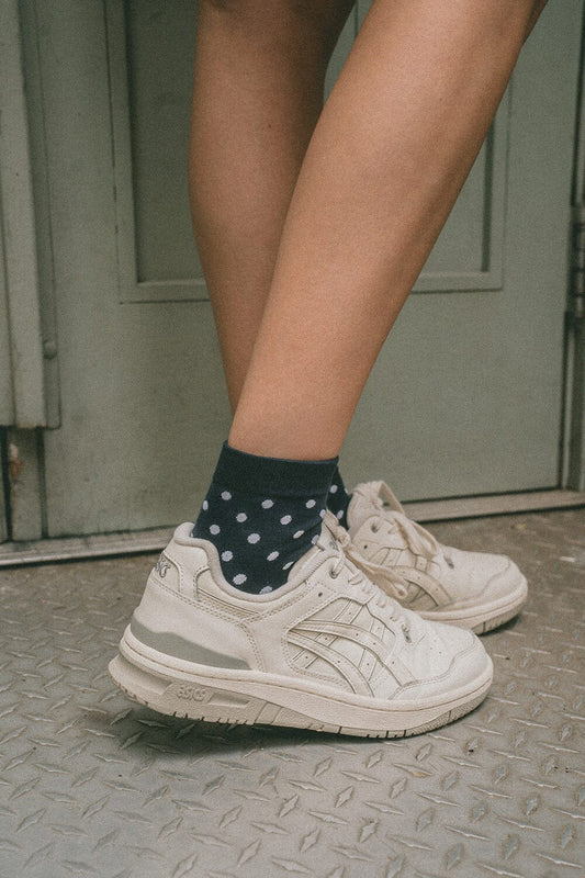 Navy With White Polka Dots