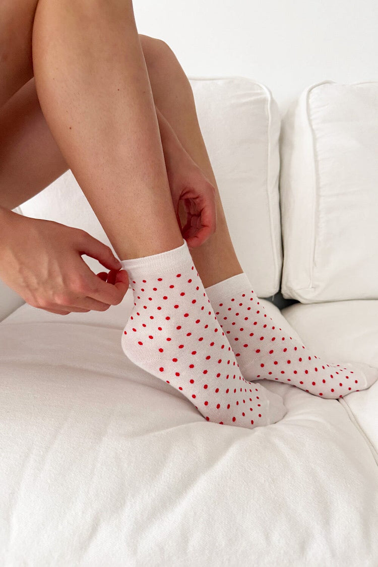 Polka Dots Socks | White Red Polka Dots