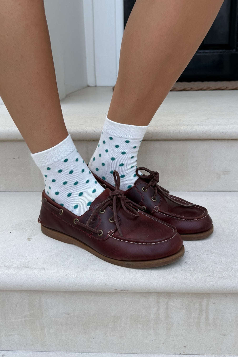 Polka Dots Socks | White Teal Polka Dots