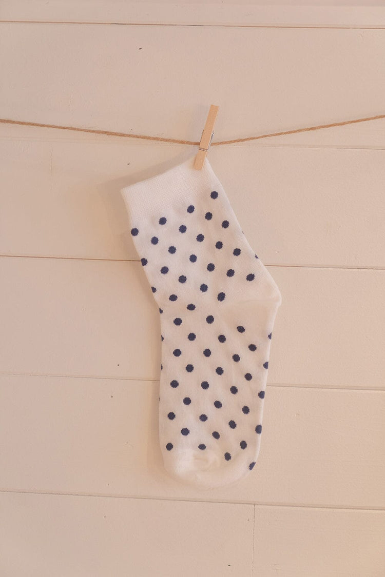 Polka Dot Socks | White Navy Polka Dots