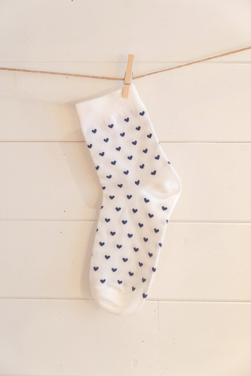 White With Navy Hearts