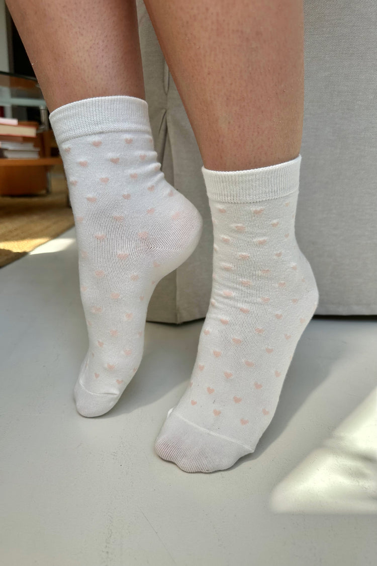 Hearts Socks | White Peach Hearts