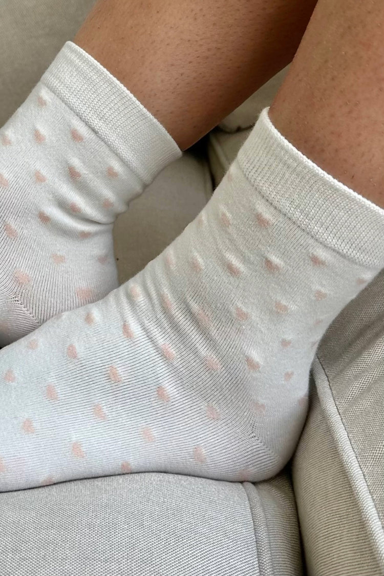 Hearts Socks | White Peach Hearts