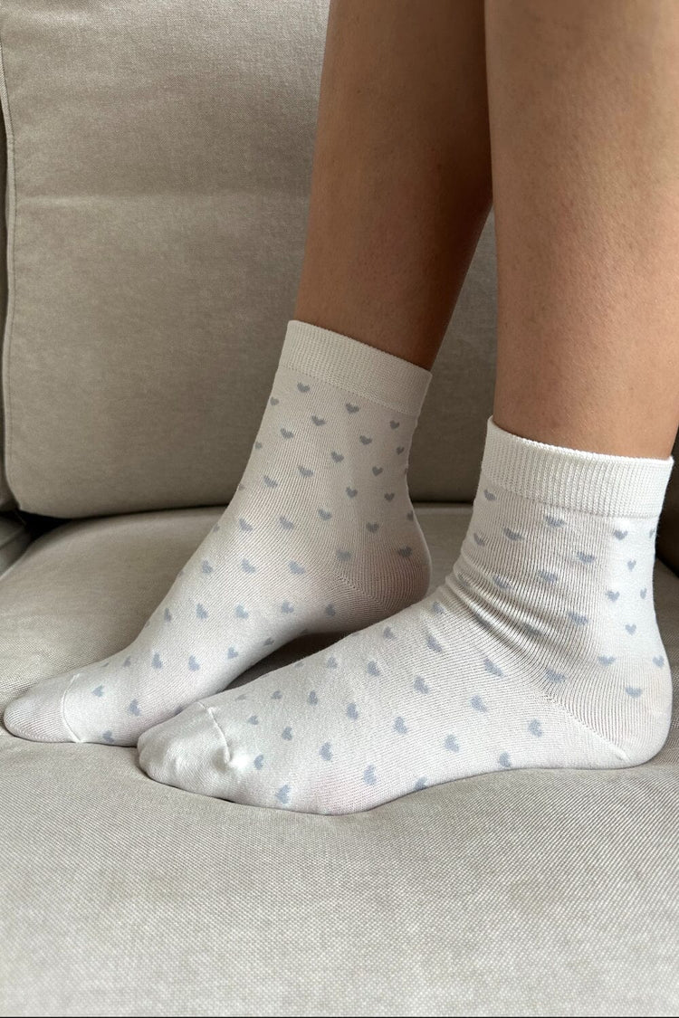 Heart Socks | White Baby Blue Hearts