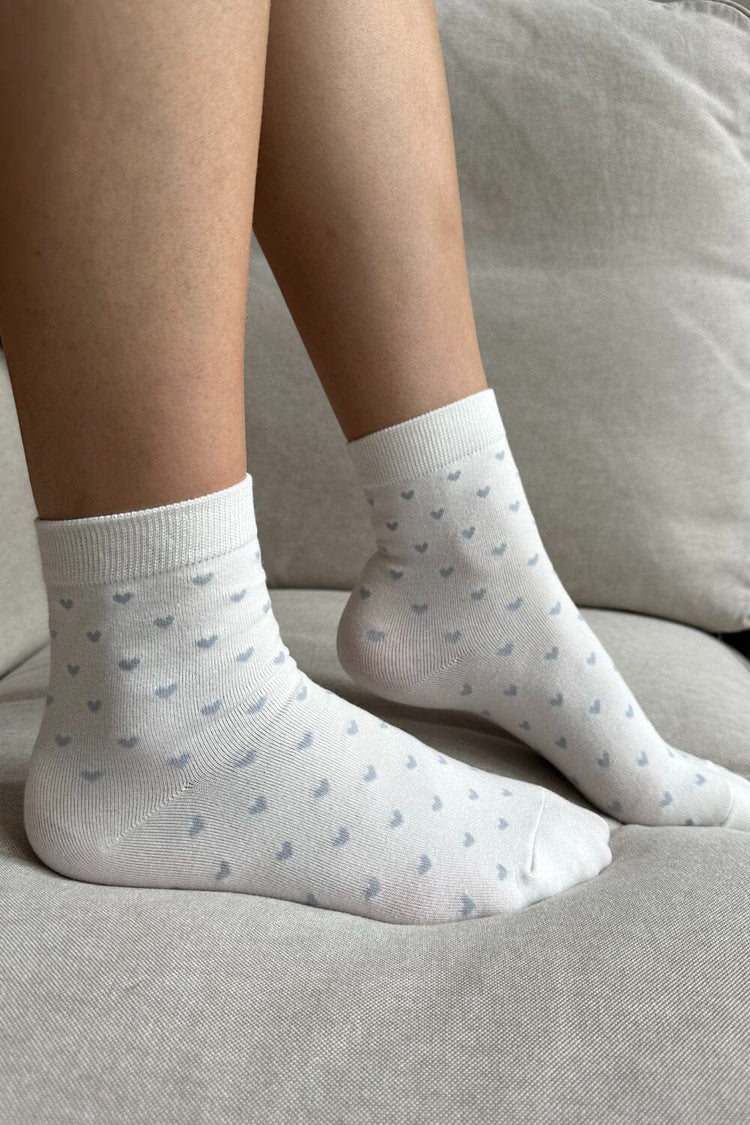 Heart Socks | White Baby Blue Hearts