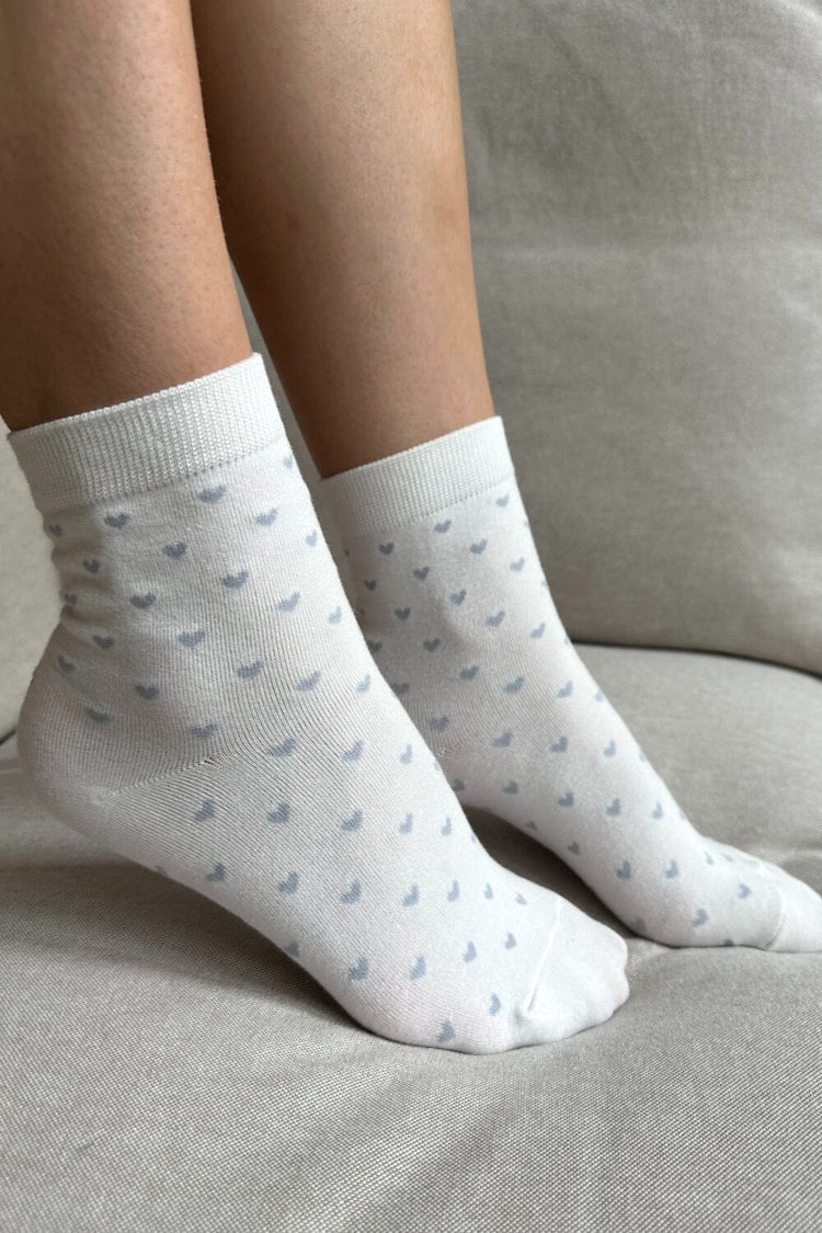 Heart Socks | White Baby Blue Hearts