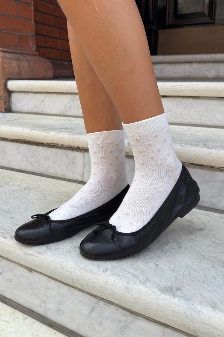 Polka Dots Socks | White With Blush Pink Polka Dots