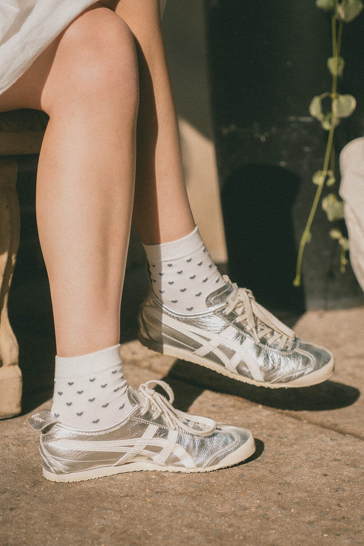 Heart Socks | White With Navy Hearts
