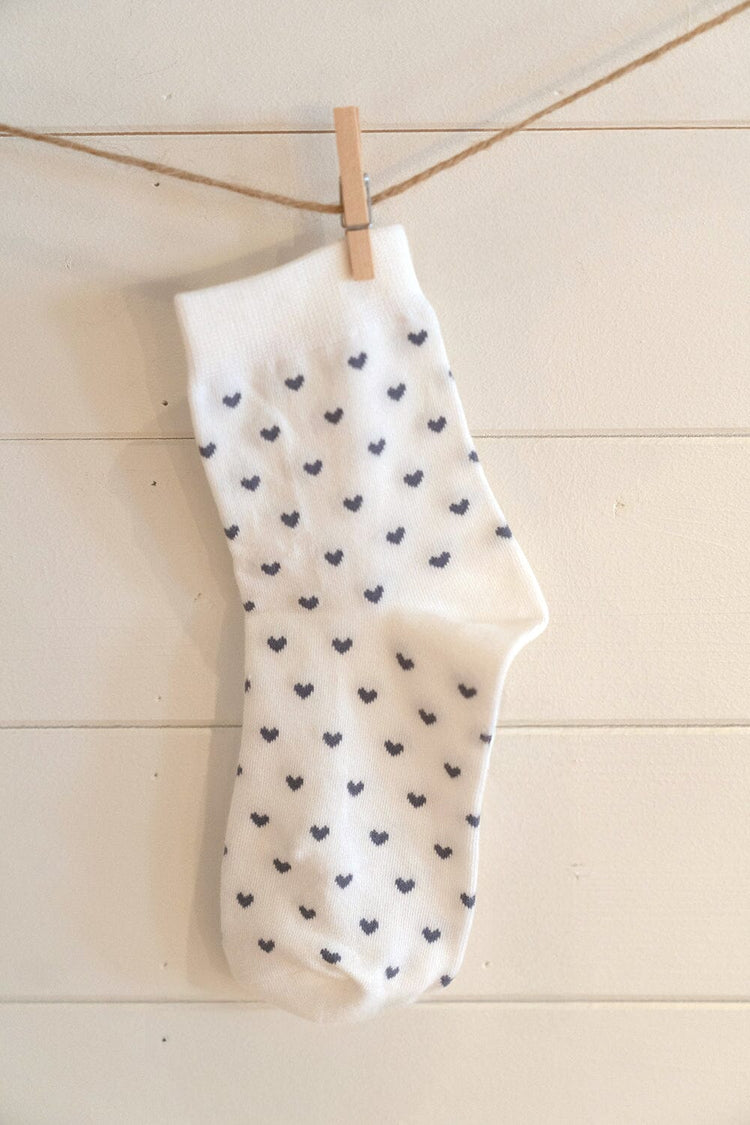 Heart Socks | White With Navy Hearts