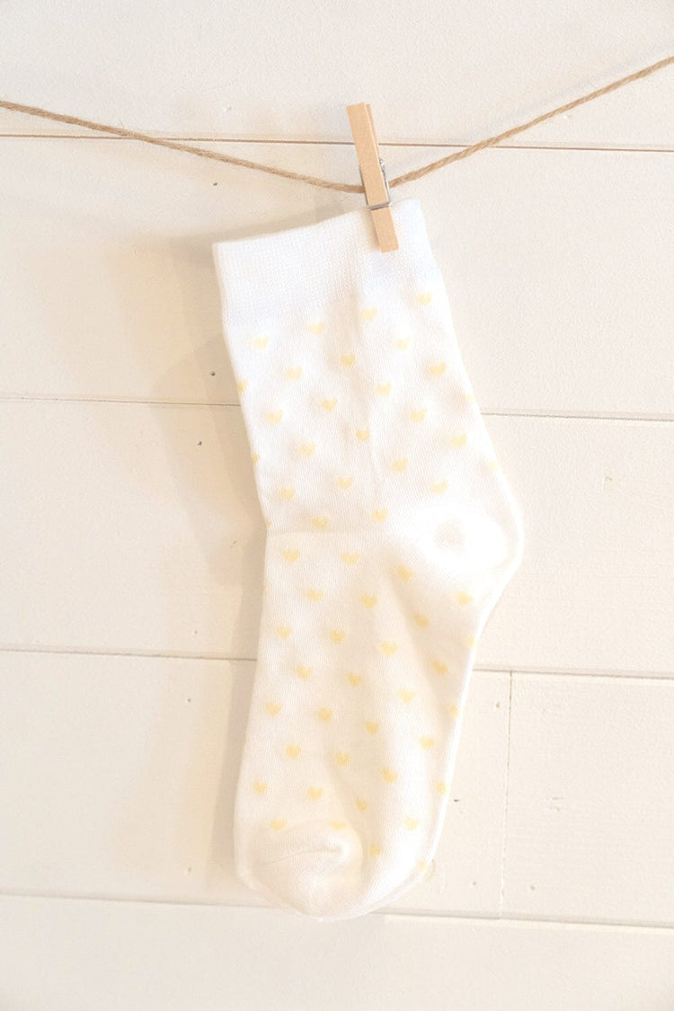 Heart Socks | White And Pastel Yellow Hearts