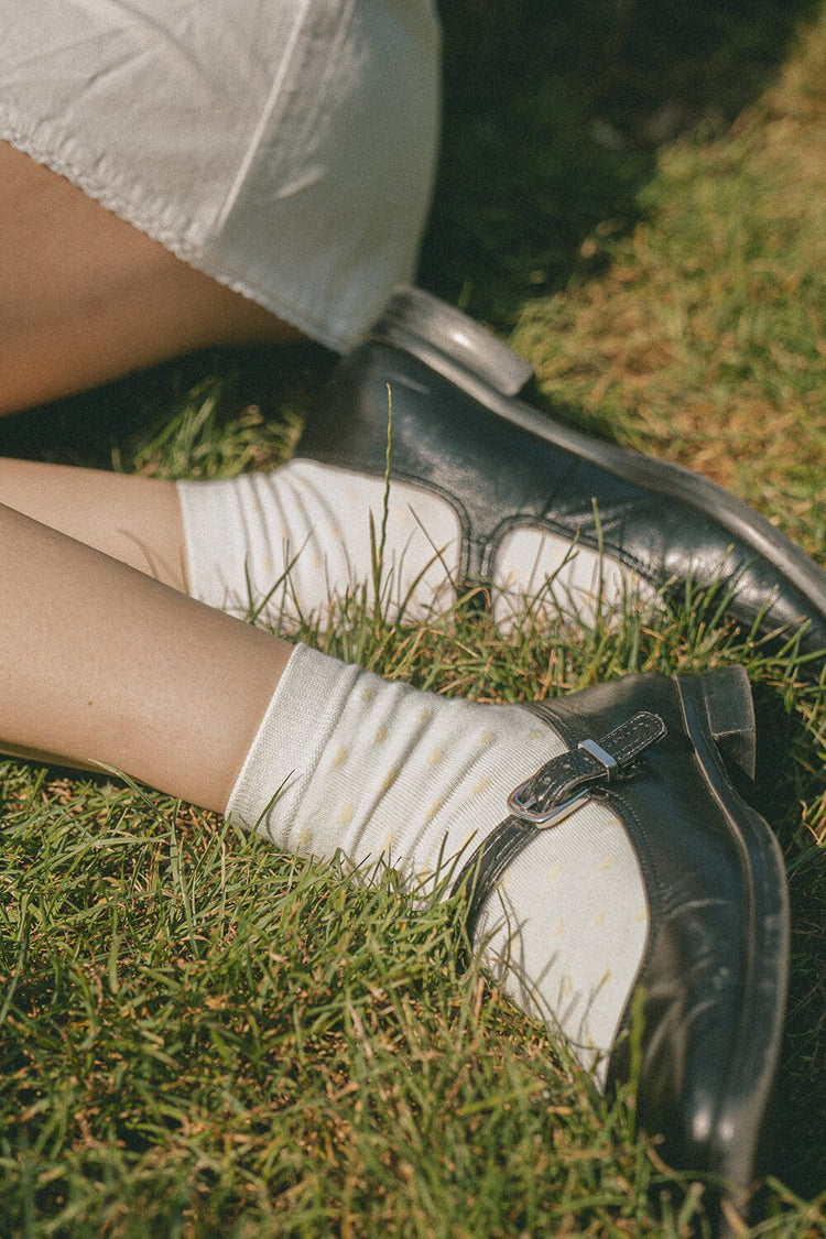 Heart Socks | White And Pastel Yellow Hearts