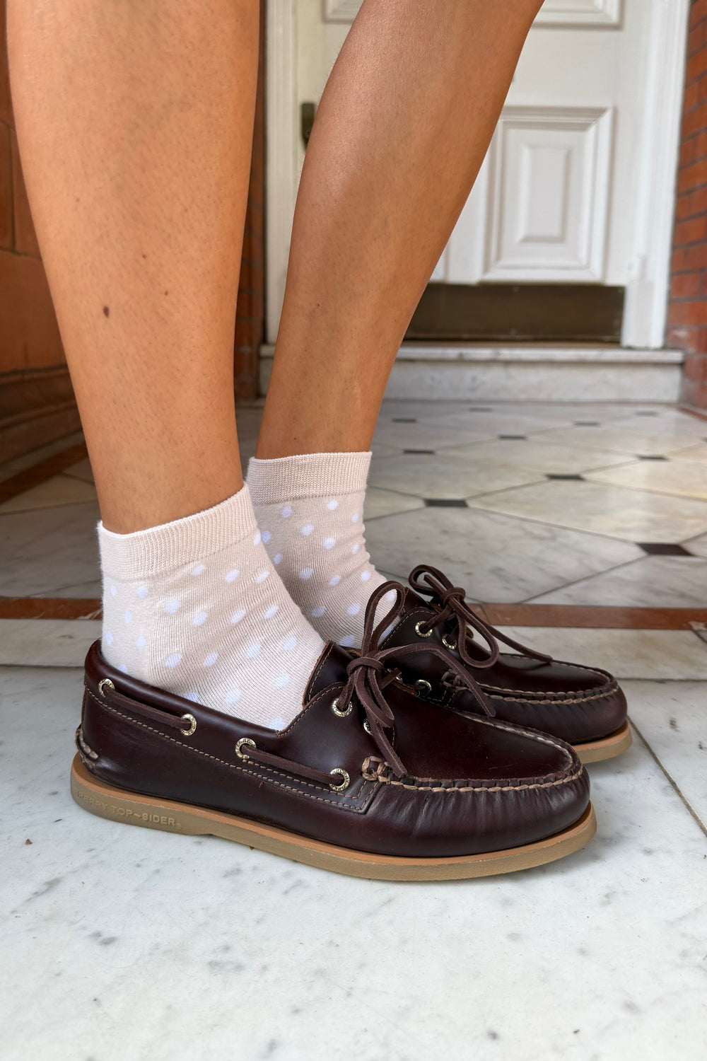 Polka Dots Socks | Blush Pink White Polka Dots