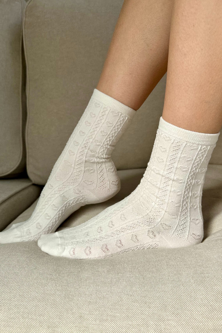 Hearts Socks | White