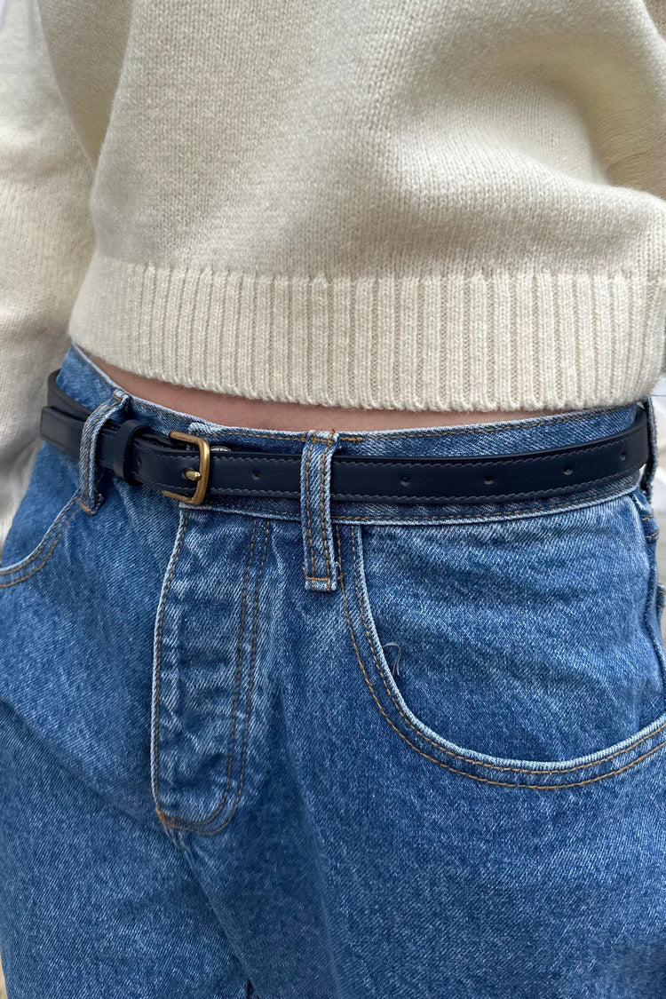 Faux Leather Buckle Belt | Blue Navy