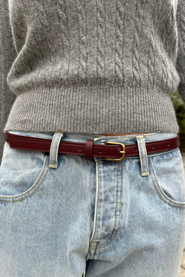 Faux Leather Buckle Belt | Burgundy