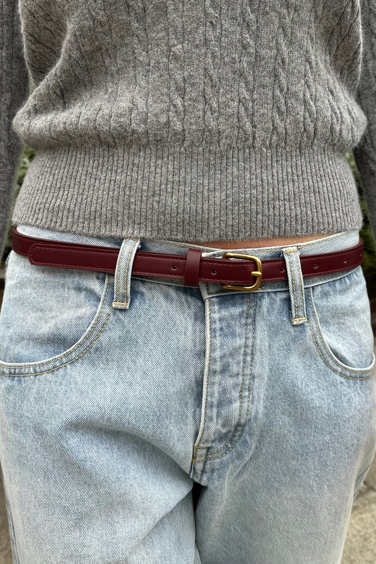 Faux Leather Buckle Belt | Burgundy