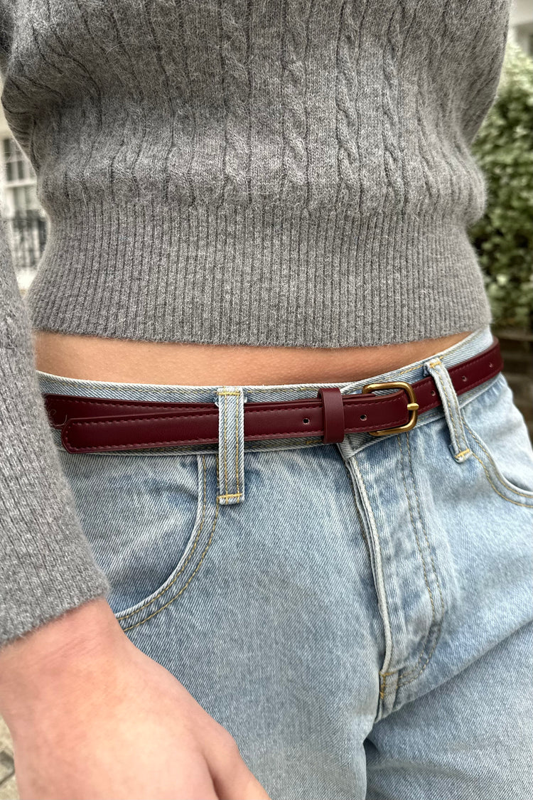 Faux Leather Buckle Belt | Burgundy