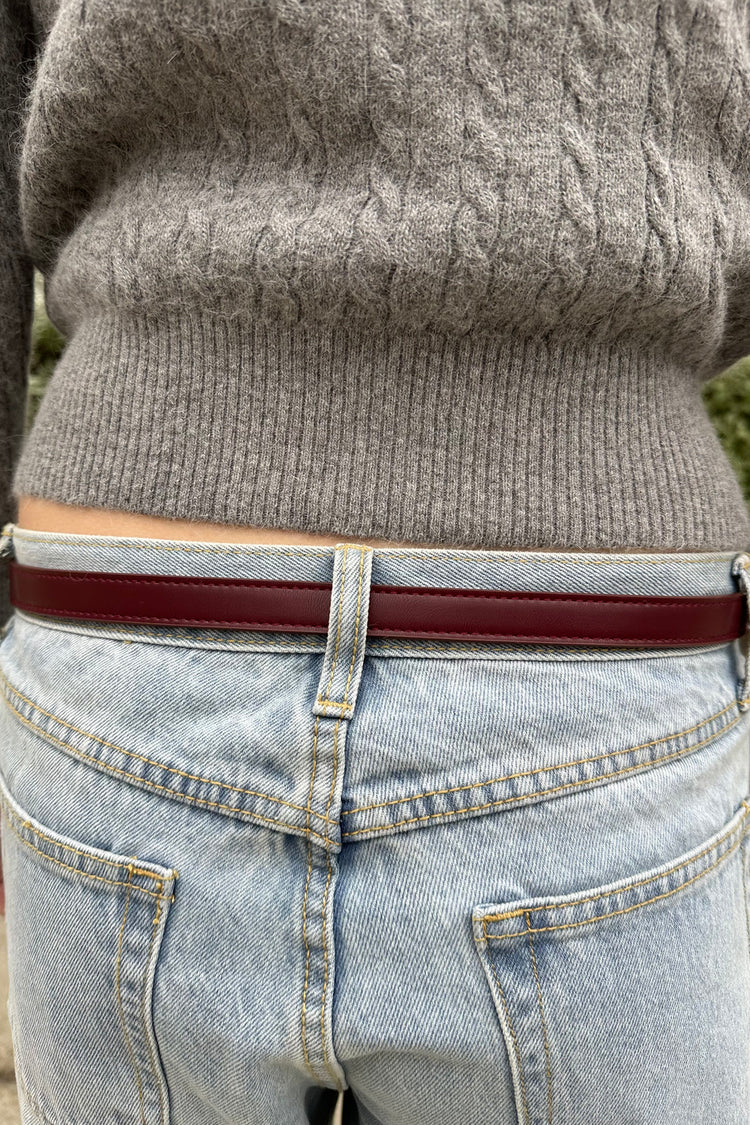 Faux Leather Buckle Belt | Burgundy