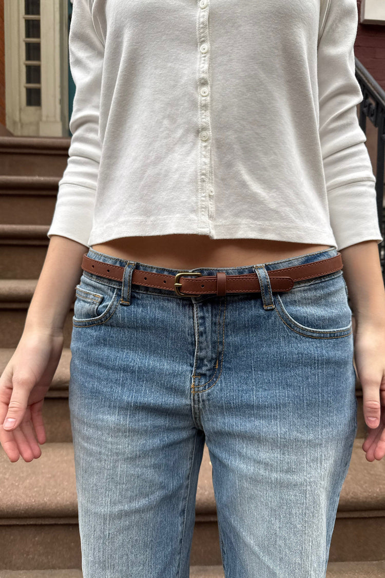 Faux Leather Buckle Belt | Brown