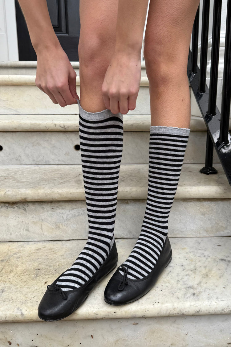 Long Stripes Socks | Black Grey Stripes
