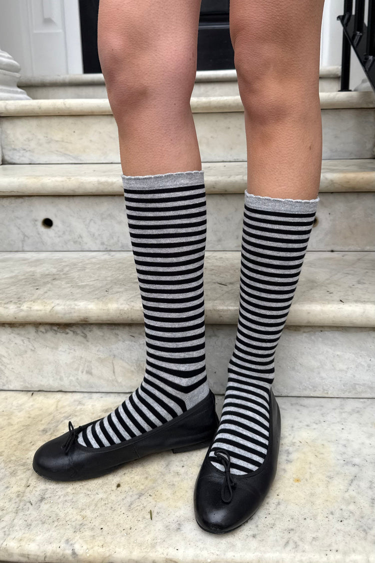 Long Stripes Socks | Black Grey Stripes