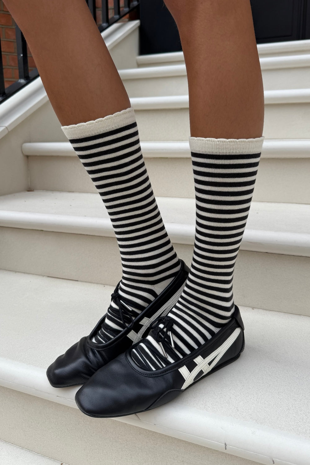 Long Striped Socks | Black White Stripe