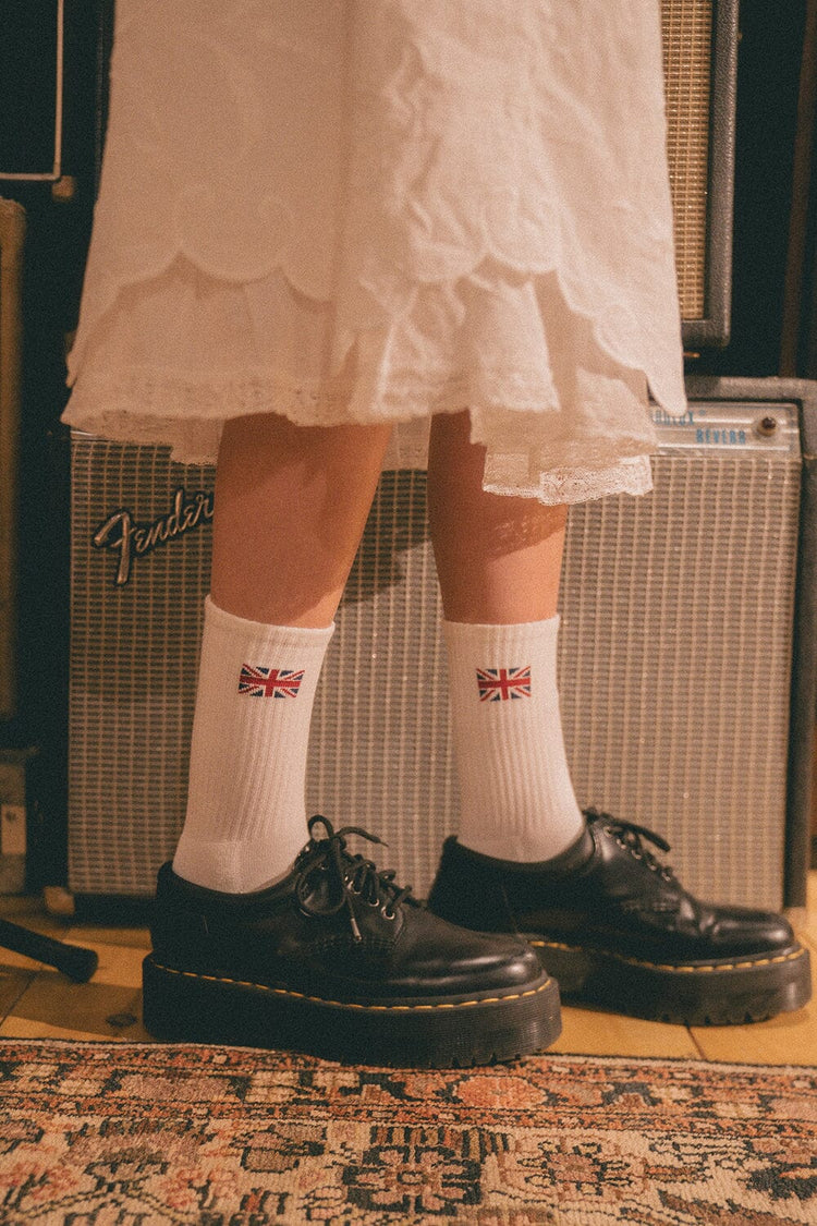England Flag Crew Socks | White