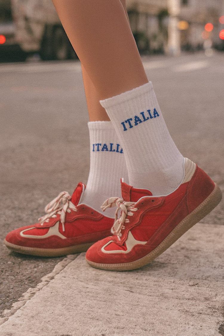 Italia Crew Socks | White