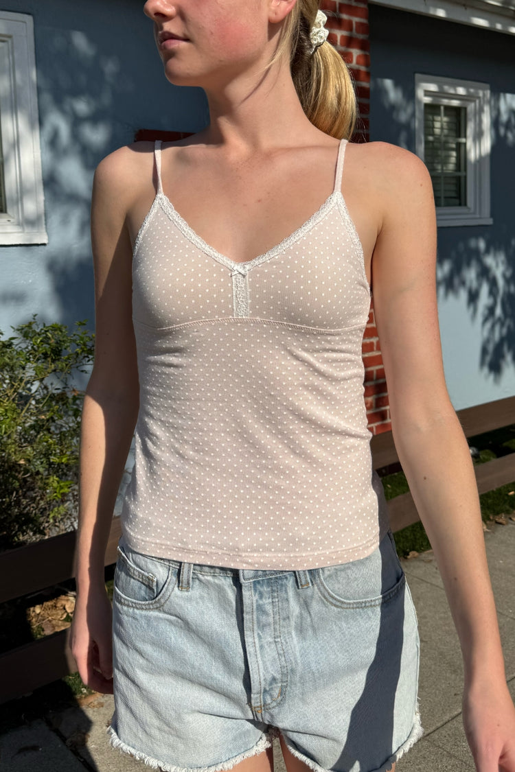 Archie Polka Dots Tank | Pale Pink White Polka Dots / XS/S